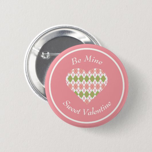 Sweet Valentijn Argyle Big Heart Button (Voorkant /achterkant)