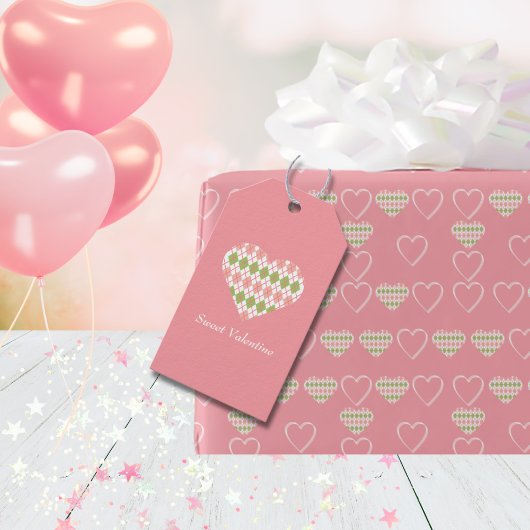 Sweet Valentijn Argyle Big Heart Cadeaulabel