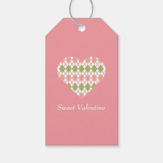 Sweet Valentijn Argyle Big Heart Cadeaulabel (Voorkant)