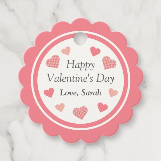 Sweet Valentijn Argyle Hearts Dark Pink Bedankjes Labels (Voorkant)