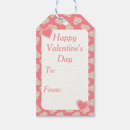 Sweet Valentijn Argyle Hearts Dark Pink Cadeaulabel (Voorkant)