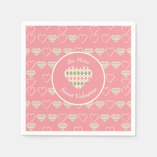 Sweet Valentijn Argyle Hearts met Insignia Servet (Voorkant)