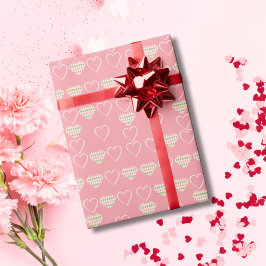 Sweet Valentijn Argyle Hearts Tiled Cadeaupapier