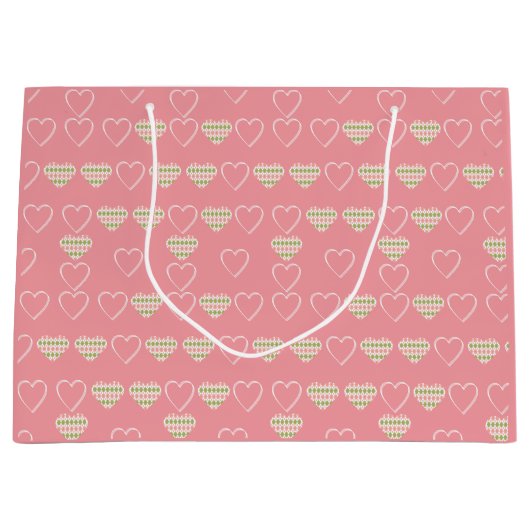 Sweet Valentijn Argyle Hearts Tiled Groot Cadeauzakje (Voorkant)