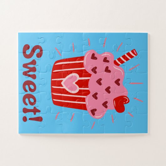 Sweet Valentijn Cupcake Puzzle voor kinderen Legpuzzel (Horizontaal)