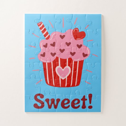 Sweet Valentijn Cupcake Puzzle voor kinderen Legpuzzel (Verticaal)