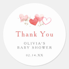 Sweet Valentijn Hearts Baby shower dank u Ronde Sticker