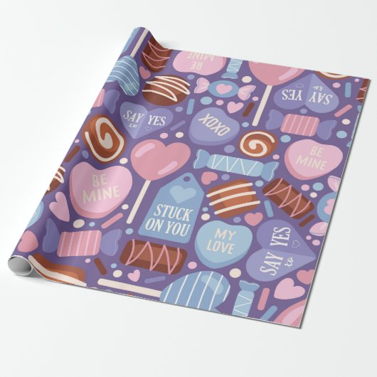 Sweet Valentijn Treats Pattern Cadeaupapier (Uitgerold)