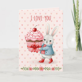 Sweet Valentine Card  With Cute Bunny  Feestdagen Kaart