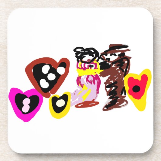 Sweet Valentine day dolls Bier Onderzetter (Voorkant)