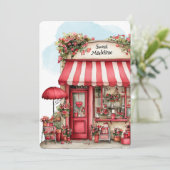 Sweet Valentine Flower Shop Personalized Flat Feestdagenkaart (Staand voorkant)