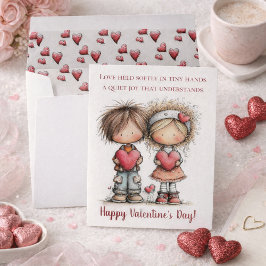 Sweet Valentine Friends – Whimsical Kids Feestdagenkaart