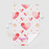 Sweet Valentine Heart Pattern with Golden Glitter Golfhanddoek (Insitu)