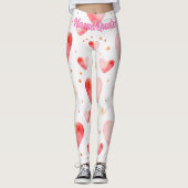 Sweet Valentine Heart Pattern with Golden Glitter Leggings (Voorkant)