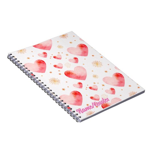 Sweet Valentine Heart Pattern with Golden Glitter Notitieboek (Rechterzijde)