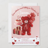Sweet Valentine’s Birthday Invite – 1st Birthday Kaart (Voorkant)