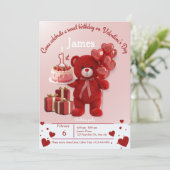 Sweet Valentine’s Birthday Invite – 1st Birthday Kaart (Staand voorkant)