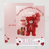 Sweet Valentine’s Birthday Invite – 3rd Birthday Kaart (Voorkant / Achterkant)