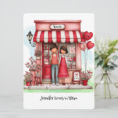 Sweet Valentine Shop Couple Monograms Flat Kaart (Staand voorkant)