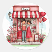 Sweet Valentine Shop Couple Monograms Ronde Sticker (Voorkant)