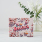Sweet Valentines Day Card with Cherry blossom Feestdagenkaart (Staand voorkant)