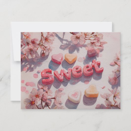 Sweet Valentines Day Card with Cherry blossom Feestdagenkaart (Voorkant)