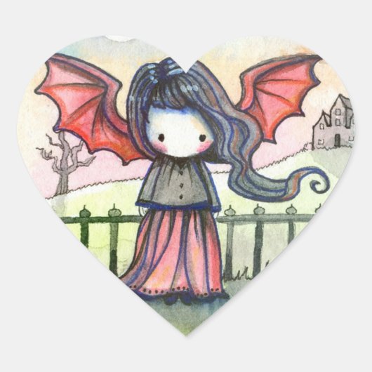 Sweet Vampire Whimsical-Stickers Hart Sticker (Voorkant)