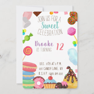 Sweet-verjaardagsuitnodiging Kaart