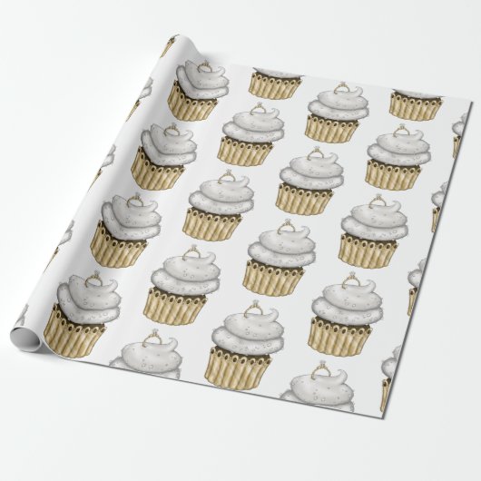 Sweet Verloving Cupcake Cadeaupapier (Uitgerold)