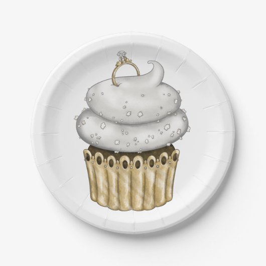 Sweet Verloving Cupcake Papieren Bordje (Voorkant)