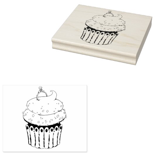 Sweet Verloving Cupcake Rubberstempel (Gestempeld)