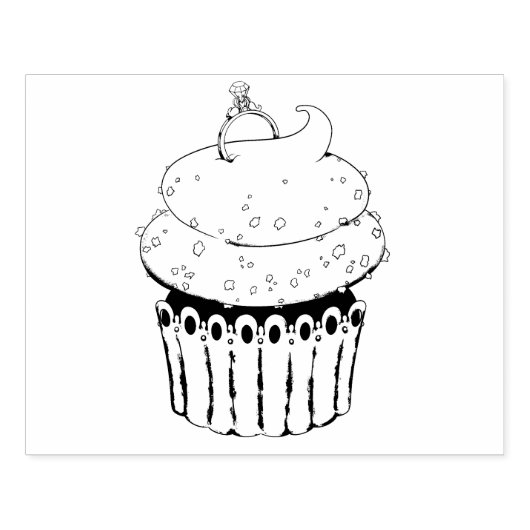 Sweet Verloving Cupcake Rubberstempel (Afrduk)