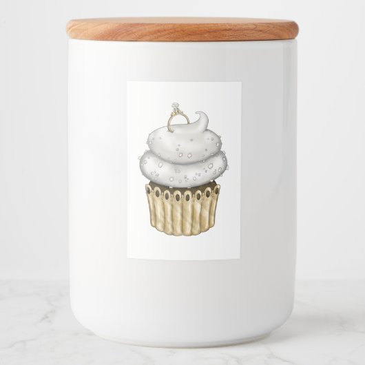 Sweet Verloving Cupcake Voedselcontainer Etiket (Voorkant)