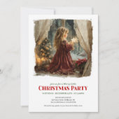 Sweet Victorian Little Girl Awaiting Santa Editabl Kaart (Voorkant)