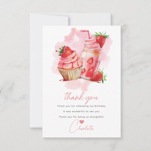 Sweet Viering Aardbei Verjaardag Bedankkaart (Voorkant)