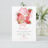 Sweet Viering Aardbei Verjaardag Bedankkaart (Staand voorkant)