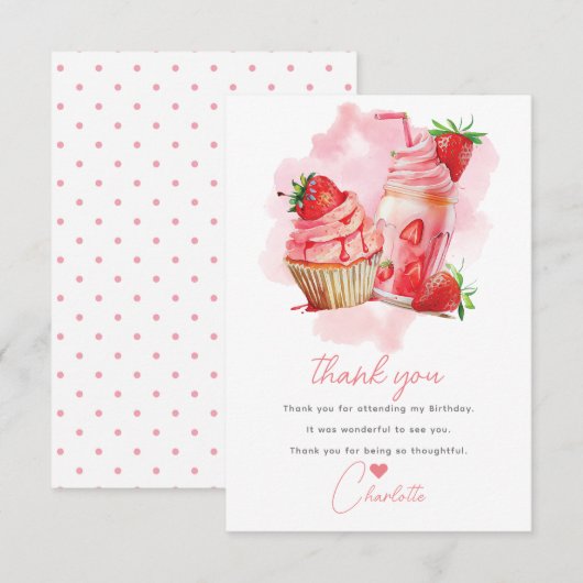 Sweet Viering Aardbei Verjaardag Bedankkaart (Voorkant / Achterkant)