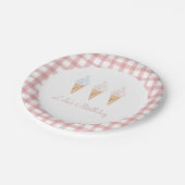 Sweet Viering Ice Cream Roze Verjaardag Papieren Bordje (Gekanteld)