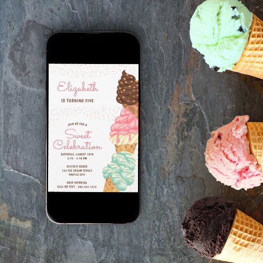 Sweet Viering Ice Cream Verjaardag Kaart