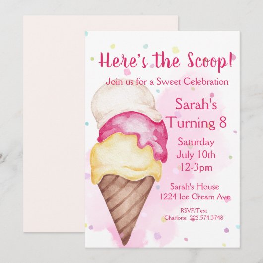 Sweet Viering Ice Cream Verjaardag Kaart (Voorkant / Achterkant)