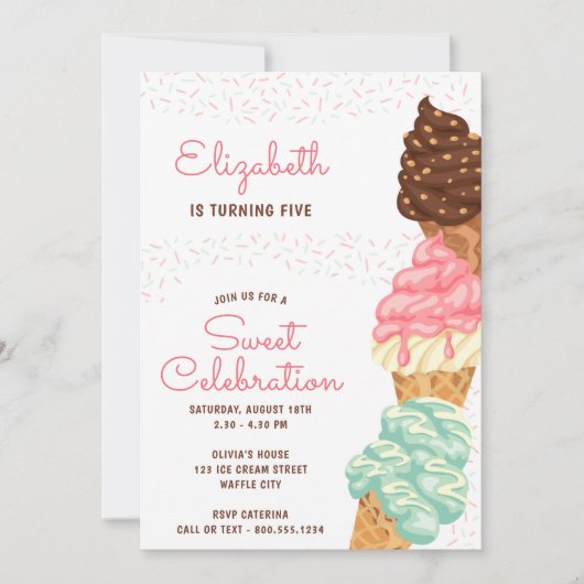 Sweet Viering Ice Cream Verjaardag Kaart (Voorkant)