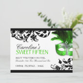 Sweet vijftien Masquerade-uitnodiging Kaart (Staand voorkant)