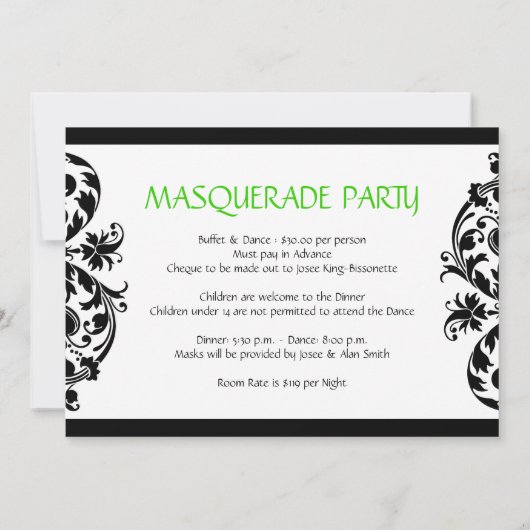 Sweet vijftien Masquerade-uitnodiging Kaart (Achterkant)