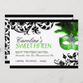 Sweet vijftien Masquerade-uitnodiging Kaart (Voorkant / Achterkant)