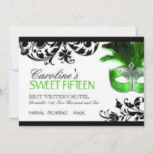 Sweet vijftien Masquerade-uitnodiging Kaart