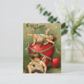 Sweet Vintage Cherubs & Heart Briefkaart (Staand voorkant)