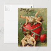 Sweet Vintage Cherubs & Heart Briefkaart (Voorkant / Achterkant)
