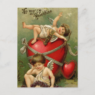 Sweet Vintage Cherubs & Heart Briefkaart