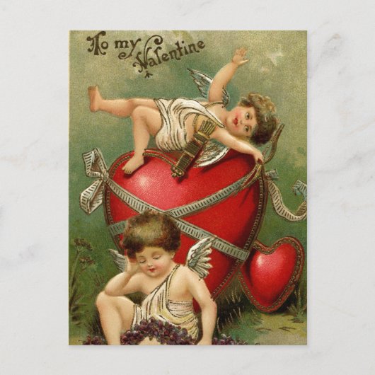 Sweet Vintage Cherubs & Heart Briefkaart (Voorkant)