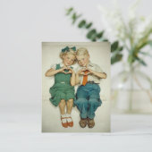 Sweet Vintage Childhood Hearts Briefkaart (Staand voorkant)
